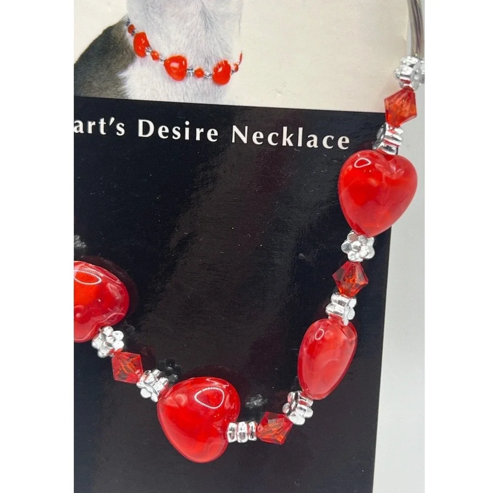 Red Heart Bead Necklace Adjustable 10–14